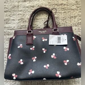 NWT Kate Spade Cameron Dusk Buds Ditsy Medium Satchel - Black